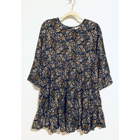 Natural Life Dress Womens Small Navy Blue Heidi Mini Ruffle Hem Boho Prairie - Picture 2 of 8